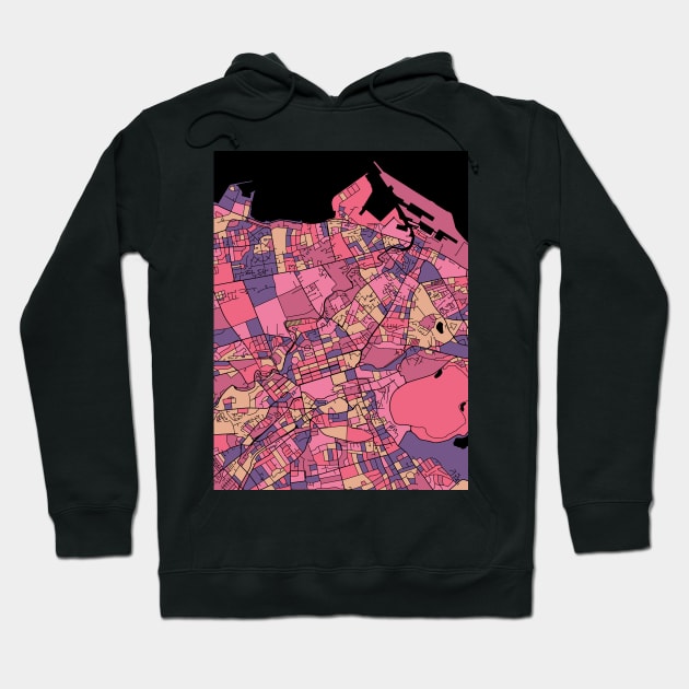 Edinburgh Map Pattern in Purple & Pink Hoodie by PatternMaps